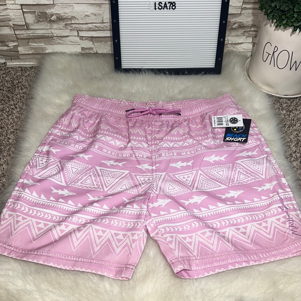 Men's Pink Patterned Swim Shorts
